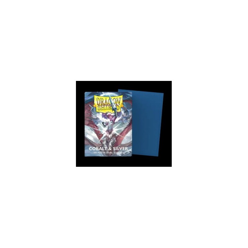 Dragon Shield - 100 Standard Size Matte Dual Sleeves - Special Edition - Cobalt/Silver